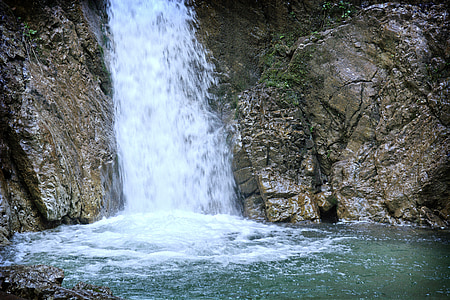 waterfall, rock, water, nature, murmur, flow, waters