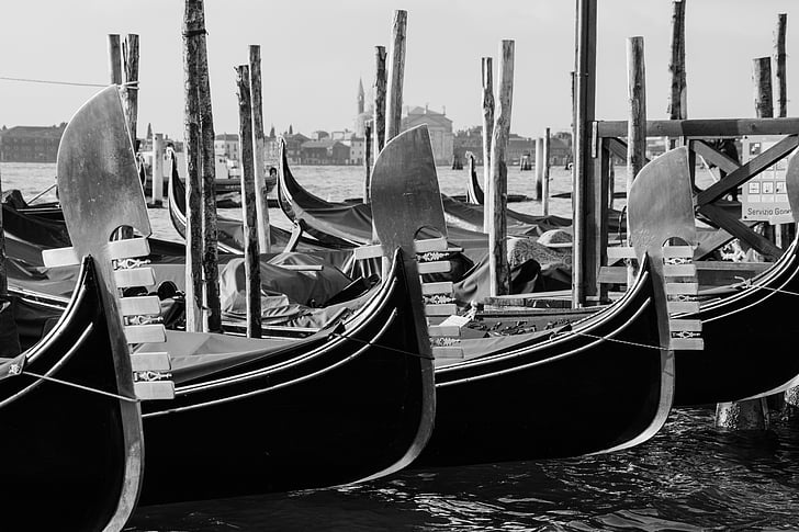 Venedig, gondoler, vand, Italien, kanal, uden turister, Venedig - Italien