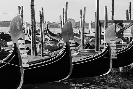 venice, gondolas, water, italy, channel, without tourists, venice - Italy