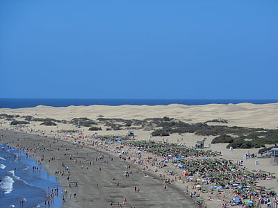 maspalomas, beach, dunes, sea, canary islands, landscape, spain