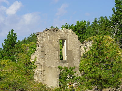muur, ruïnes, het platform, oude, gevel, oud gebouw, baksteen