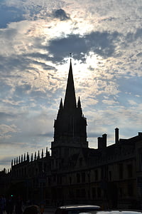 Oxford, kyrkan, tornet, spiran, byggnad, staden, England