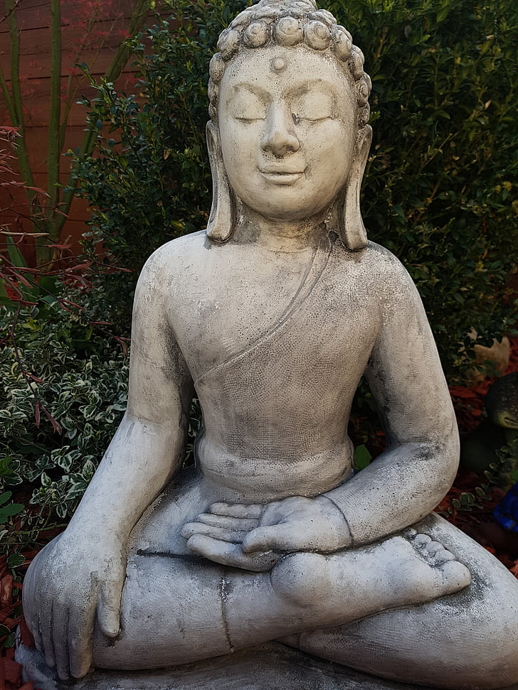 Buddha, hage, dekorasjon, skulptur, harmoni, figur, gartendeko
