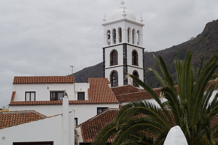 mestu Garachico, Tenerife, cerkev, arhitektura, Kanarski otoki, stavbe, sredozemski