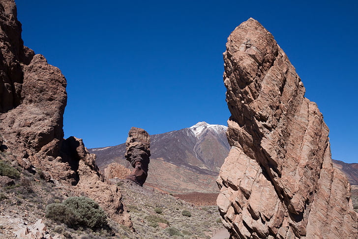 Roca, los roques, Roque cinchado, Teide, cel, blau, Torres rocoses