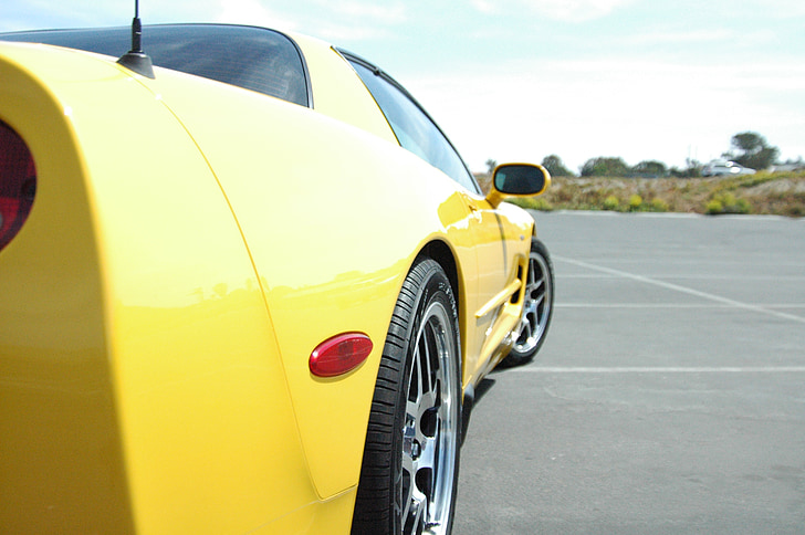 Corvette, bil, Z06, gul bil, transport, landfordon, transportsätt
