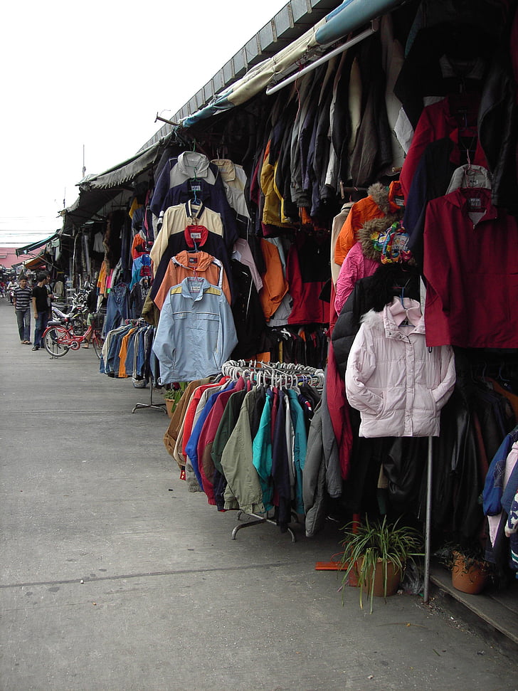 markt, Thailand, straatbeeld, arm, verkopen, Azië, weg