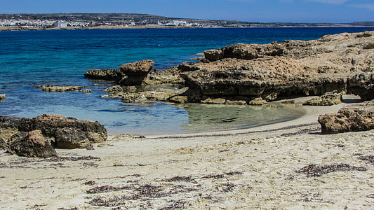 Кипър, Айя Напа, Коув, пясъчен плаж, море, плаж, брегова линия