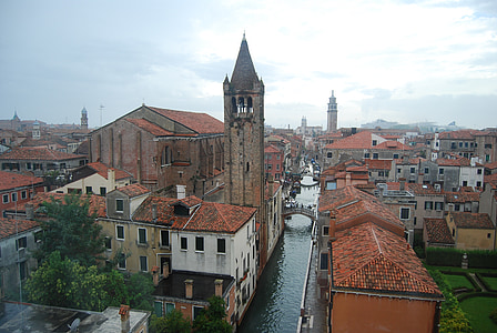 Venecija, most, kanal, mletački, nebo, Italija