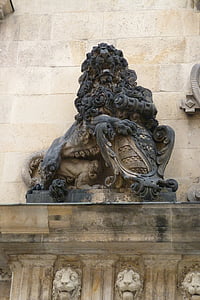 Dresden, Kota, Castle, singa, batu, patung, soket