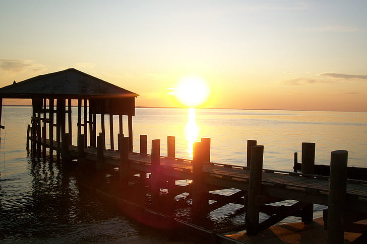 Sonnenuntergang, Dock, Virginia, Chesapeake, Park, 'Nabend, Pier