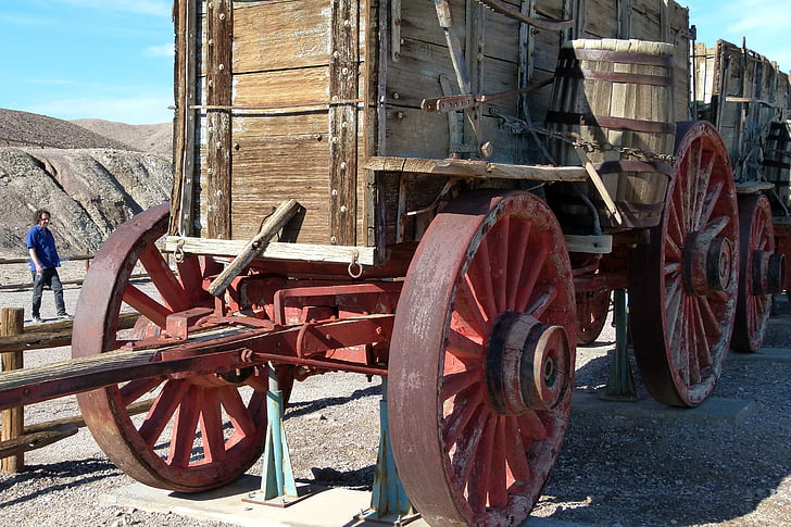 vieux, en bois, wagon, transport, style occidental, Far west, patrimoine