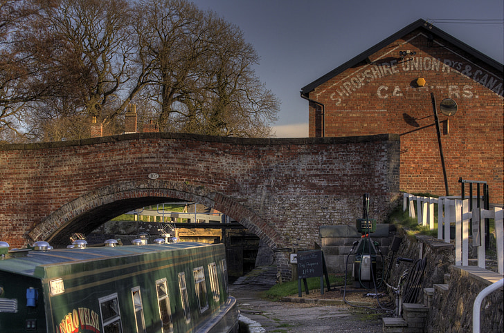 kanalen, vassdrag, Bridge, Cheshire