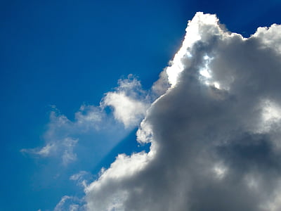 đám mây, có mây, cloudiness, ẩn, tia ánh sáng, rõ ràng, màu xanh