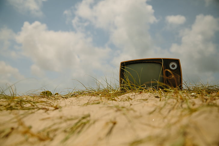 brun, Vintage, CRT, TV, télévision, oldschool, au sol