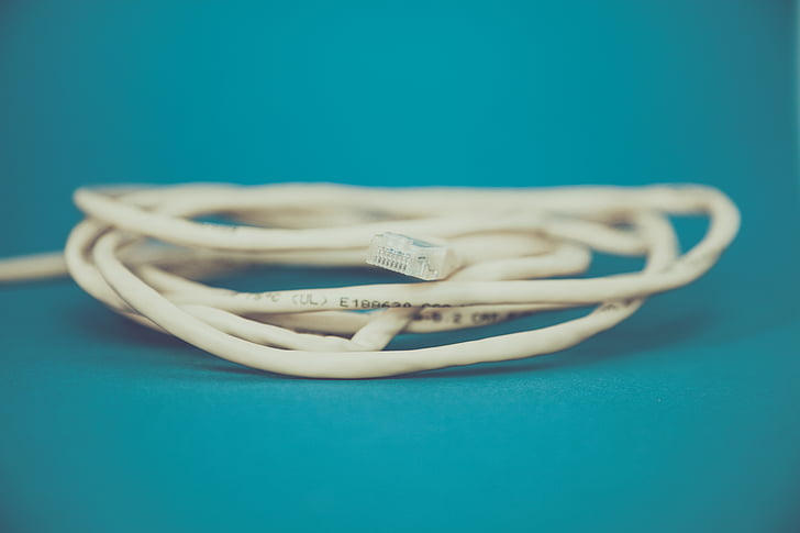 white, coated, wire, ethernet, cable, internet, technology