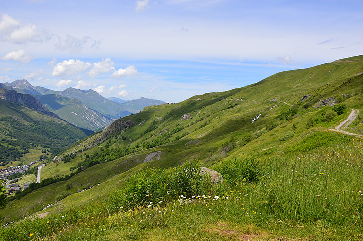 Mountain, Alperna, Frankrike, grön, landskap, vandring, sommar