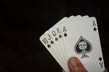 pokerspel, Poker, kaarten, clubs, Azen, spel, kaart