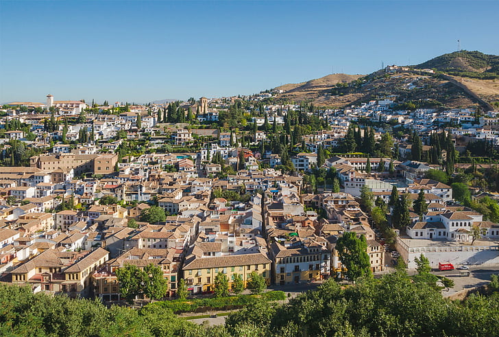 Granada, Španija, mesto, Skyline, stavb, arhitektura, gore