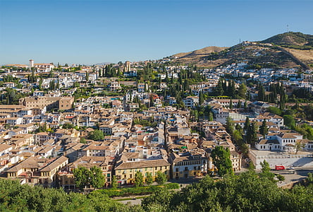 Granada, Espanya, ciutat, horitzó, edificis, arquitectura, muntanyes