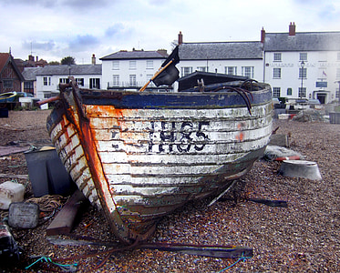 rybářský člun, Aldeburgh, pobřeží, Suffolk, staré, Rybaření, pláž