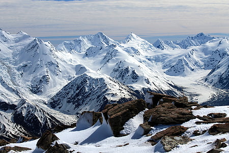 montanhas, paisagem, neve, Nova Zelândia, Inverno, terreno baldio, sorvete