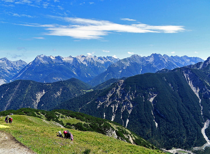 hegyi, Alpok, táj, panorámás, csúcstalálkozó, természet, Ausztria