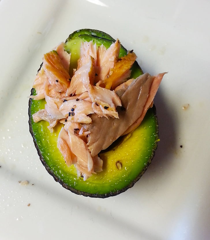avocado, zalm, lunch, gezonde, voedsel, vis, keuken