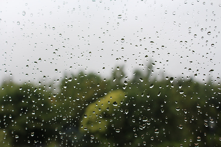 dežne kaplje, okno, deževen dan, vode, steklo, vreme, mokro