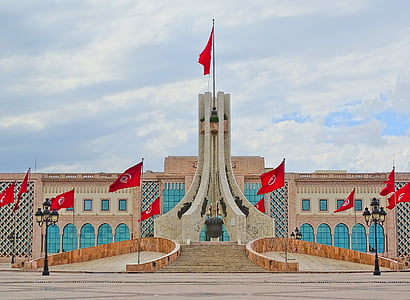 mjesto, Tunis, Tunis, zastave, spomenik