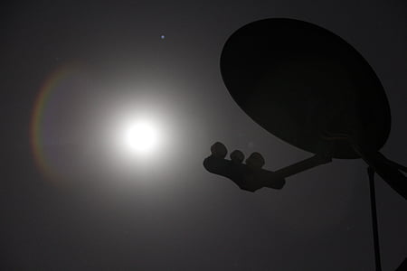 satellitt, parabolen, natt, månen, teknologi, antenne, kommunikasjon