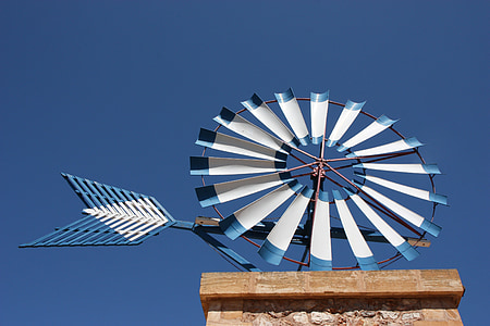 Mallorca, Wiatraczek, niebo, niebieski, windräder