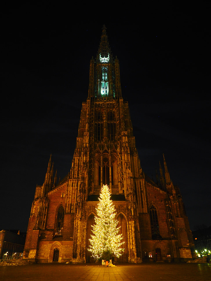 Ulm-katedralen, Ulm, jul, lampor, belysning