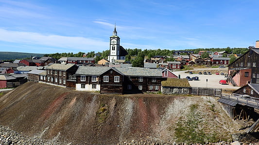 ciudad alta, Minería, casas históricas, casas de madera, Røros, Suecia