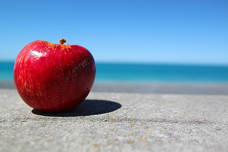 Apple, céu, superfície, azul, frutas