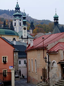 Slovaquie, Église, ville, rue, lampe, vieille ville, vue