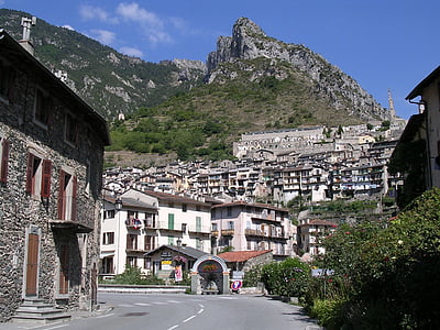 de neiging, mooi dorp, zat, Frankrijk, Alpes-maritimes, vallei van wonderen, Park mercantour