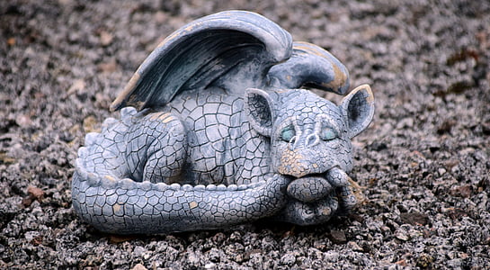 Dragão, Figura, criaturas míticas, fantasia, Figura de pedra, a dormir, dragão adormecido