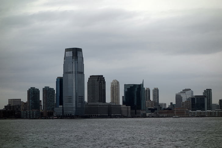 Manhattan, mraky, wokenkratzer, počasí v šedé, Já?, řeka, Panorama