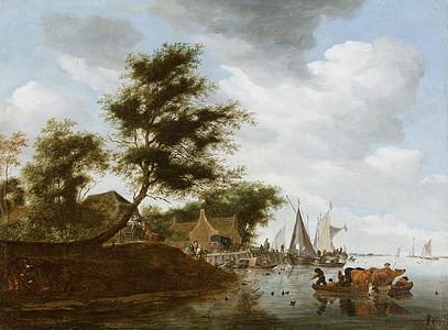 Salomon Ruysdael, Kunst, künstlerische, Malerei, Öl auf Leinwand, Kunstfertigkeit, Landschaft