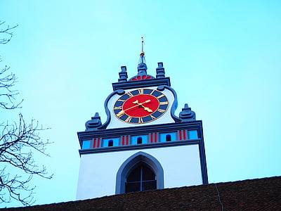 尖塔, 教会, 钟塔, stadtkirche aarau, aarau, 教堂建筑, 时间