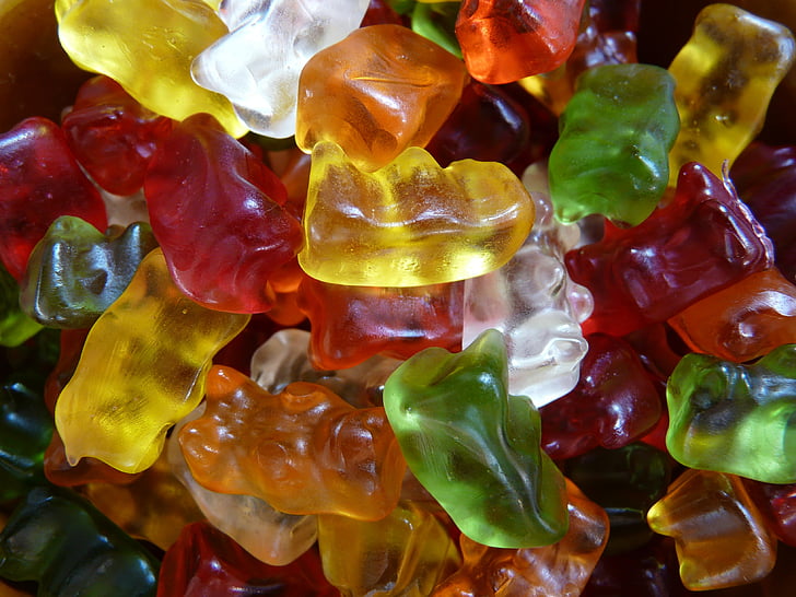Gummi bears, gume de fructe, urs, dulceata, colorat, culoare, gelatină