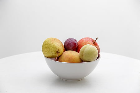 무리, 과일, 하얀, 세라믹, 보 울, 음식, 과일