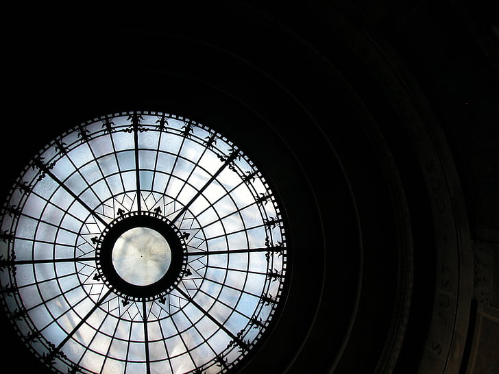 Dome, monumentet, ljus, mörka, abstrakt, cirkel, glas