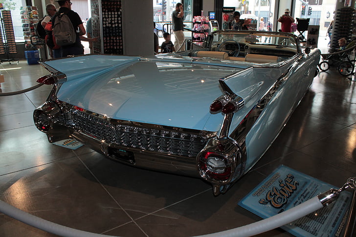 Auto, retro, Hollywood, exponering, blå, Elvis bil, bilutställning
