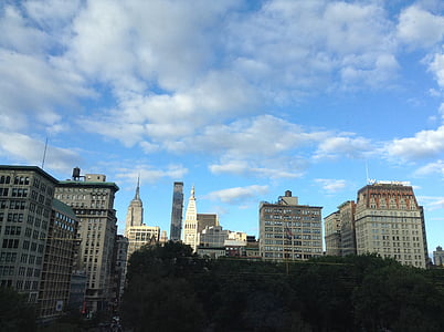 New york, mesto, NYC, budova Empire state building, Panoráma mesta, Urban, Central park