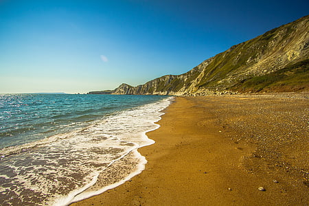 Bahía de worbarrow, mar, Inglaterra, Playa, Costa, naturaleza, arena