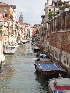 Venetië, lente, kanaal, schip