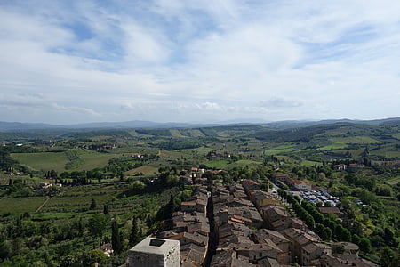 San gimignano, Tuscany, pedesaan, Italia, Panorama, pemandangan, perjalanan