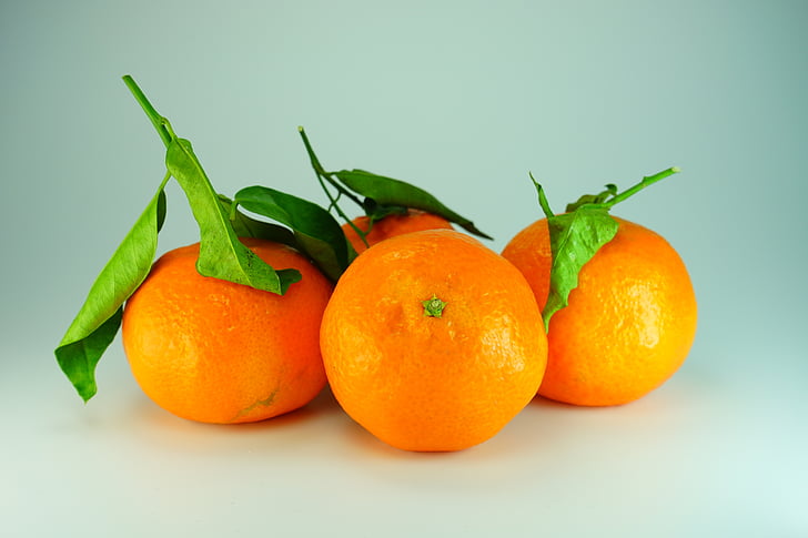 mandarijnen, clementines, sinaasappelen, Oranje, vruchten, Bladeren, fruit